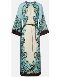 ALÉMAIS - Natalia Printed Linen Midi Dress - Lyst