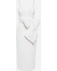 Rebecca Vallance - Bridal Genevieve Bow-trimmed Crepe Midi Dress - Lyst