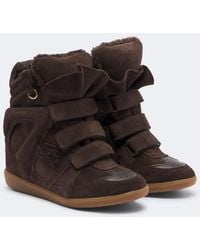 Isabel Marant - Bekett Shearling-Lined Suede Wedge Sneakers - Lyst