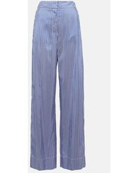 Burberry - Striped High-rise Silk Wide-leg Pants - Lyst