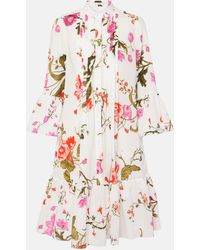 Erdem - Floral Cotton Seersucker Shirt Dress - Lyst