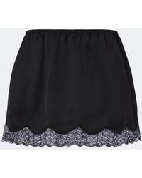 Magda Butrym - Lace-Trimmed Silk Satin Miniskirt - Lyst