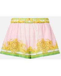Versace - Printed Cotton And Silk Voile Shorts - Lyst