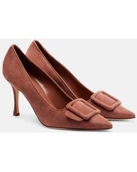 Manolo Blahnik - Maysale 90 Suede Pumps - Lyst