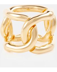 Bottega Veneta - Chains 18kt Gold-plated Sterling Silver Ring - Lyst