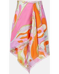 PUCCI - Orchidee Silk Twill Midi Skirt - Lyst