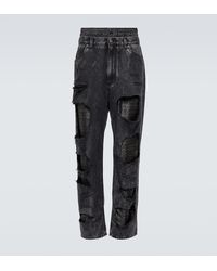 Dolce & Gabbana - Jeans rectos desgastados con logo - Lyst