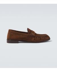 Saint Laurent - Le Loafer Cassandre Suede Penny Loafers - Lyst