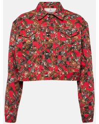 Vivienne Westwood - Printed Cropped Denim Jacket - Lyst