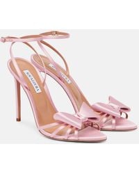 Aquazzura - Tie 105 Bow-Detail Satin Sandals - Lyst