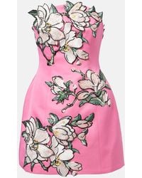 LEO LIN - Floral-Applique Embroidered Minidress - Lyst
