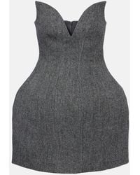 Self-Portrait - Herringbone Wool-Blend Bustier Dress - Lyst