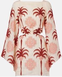 Johanna Ortiz - Cutout Printed Linen Minidress - Lyst
