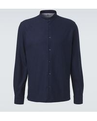 Brunello Cucinelli - Striped Cotton And Silk Shirt - Lyst