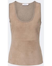 Max Mara - Wool And Cashmere-Paneled Suede Top - Lyst
