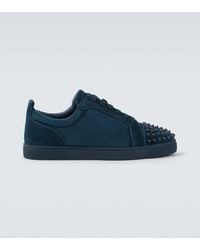 Christian Louboutin - Louis Junior Spikes Embellished Suede Sneakers - Lyst