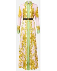 Versace - Printed Silk Twill Shirt Dress - Lyst