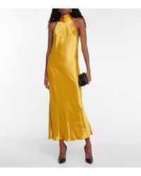 Galvan London Sienna Satin Maxi Dress - Yellow