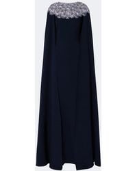 Oscar de la Renta - Embellished Caped Silk-Blend Gown - Lyst