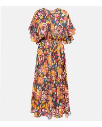 Eres - Piment Floral Silk And Cotton Midi Dress - Lyst