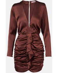 Poupette - Ruffled Satin Minidress - Lyst