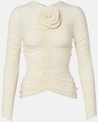 Magda Butrym - Floral-Applique Ruched Top - Lyst