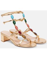 Gianvito Rossi - Sandalen Shanti 55 Aus Metallic-Leder - Lyst