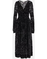Ulla Johnson - Elora Velvet And Mesh Midi Dress - Lyst