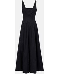 STAUD - Vestido Midi Wells De Algodon Plisado - Lyst