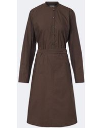 Lemaire - Vareuse Belted Cotton And Silk Midi Dress - Lyst