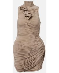 Magda Butrym - Floral-Applique Ruched Minidress - Lyst