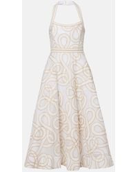 Rebecca Vallance - Irena Embroidered Halterneck Midi Dress - Lyst