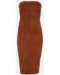 Stouls - Monica Strapless Suede Midi Dress - Lyst