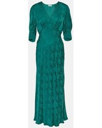 RIXO London - Zadie Floral Jacquard Crepe Midi Dress - Lyst