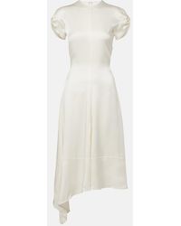 Victoria Beckham - Asymmetric Crepe Satin Midi Dress - Lyst