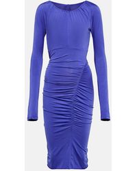 Victoria Beckham - Ruched Wrap Jersey Midi Dress - Lyst
