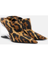 Alaïa - Invisible Animal-Print Twill Wedge Mules - Lyst