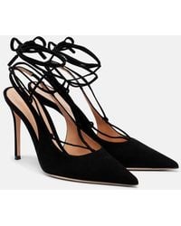 Gianvito Rossi - 95 Suede Lace-Up Slingback Pumps - Lyst