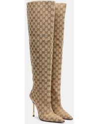 Gucci - Bombshell Gg Canvas Over-The-Knee Boots - Lyst