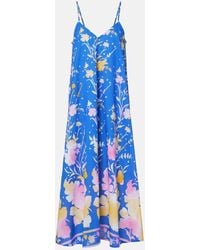 Juliet Dunn - Floral Cotton And Linen Midi Dress - Lyst