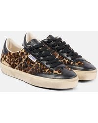 Golden Goose - Soul Star Leopard-Print Leather Sneakers - Lyst