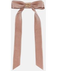 Miu Miu - Logo Velvet Bow Hair Clip - Lyst