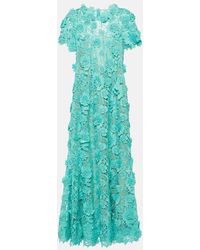 Oscar de la Renta - Floral Guipure Lace Midi Dress - Lyst