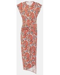 Rabanne - Gathered Paisley Jersey Midi Dress - Lyst