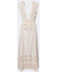 Johanna Ortiz - Embroidered Crochet Midi Dress - Lyst