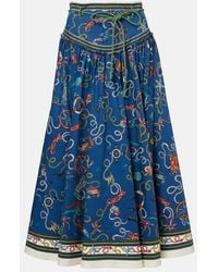 ALÉMAIS - Cove Printed Cotton Midi Skirt - Lyst