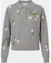 Erdem - Floral Intarsia Wool Polo Sweater - Lyst