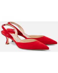 Manolo Blahnik - Slingback-Pumps Carolyne 50 Aus Veloursleder - Lyst