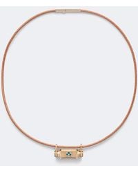 Marie Lichtenberg - Clover Smash 18Kt And Leather Locket Necklace With Emeralds - Lyst