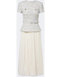 Self-Portrait - Vestido Midi De Boucle Y Chifon Con Cinturon - Lyst